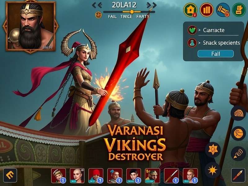 Varanasi Vikings Destroyer gameplay screenshot showing combat in ancient Indian setting